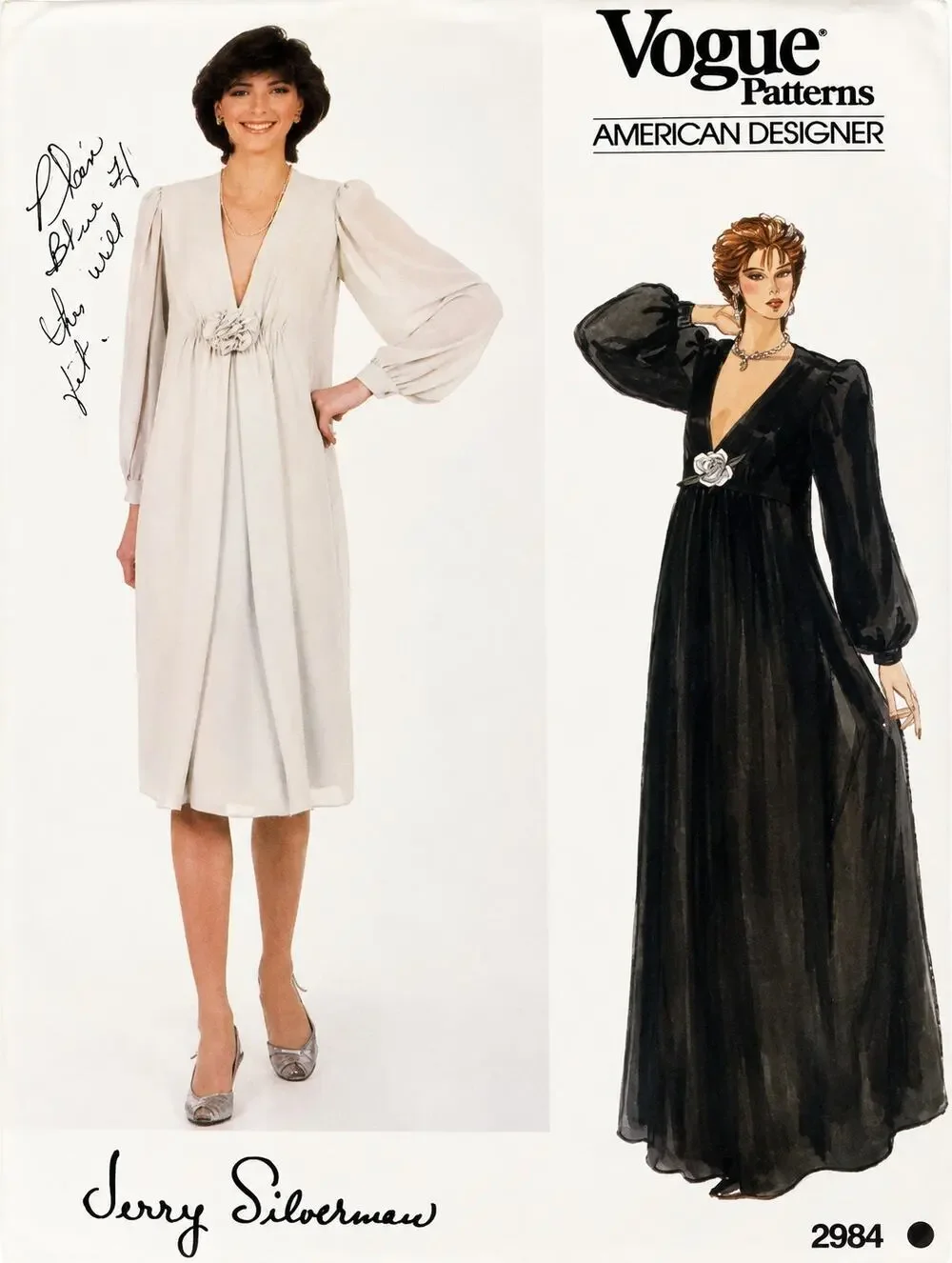 VOGUE Patterns 2984 American Designer Jerry Silverman ALine dress Size 8 Uncut￼